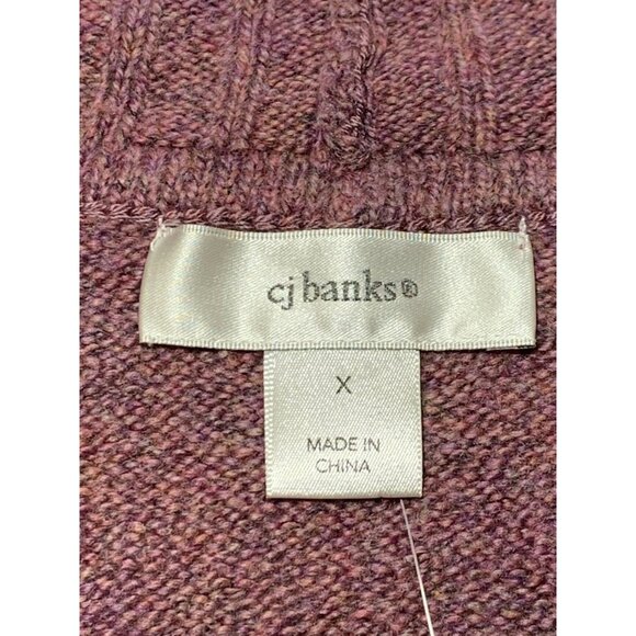 CJ Banks Cardigan Sweater Womens X 14W Mauve Tunic Drawstring Long Sleeve NEW - Picture 4 of 12